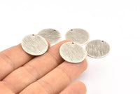 Silver Round Tag, 6 Antique Silver Plated Brass Round Textured Stamping Blanks With 1 Hole (20x0.80mm) D0641 H0711