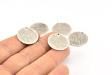 Silver Round Tag, 6 Antique Silver Plated Brass Round Textured Stamping Blanks With 1 Hole (20x0.80mm) D0641 H0711