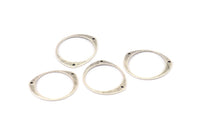 Silver Circle Connector, 12 Antique Silver Plated Brass Textured Circle Connectors With 2 Holes (26x22x0.80mm) D0640 H0697