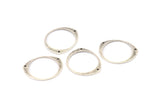 Silver Circle Connector, 12 Antique Silver Plated Brass Textured Circle Connectors With 2 Holes (26x22x0.80mm) D0640 H0697