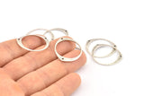 Silver Circle Connector, 12 Antique Silver Plated Brass Textured Circle Connectors With 2 Holes (26x22x0.80mm) D0640 H0697