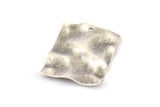 Silver Rectangle Charm, 8 Antique Silver Plated Brass Rectangle Textured Charms With 1 Hole, Earrings, Findings (24x19x0.50mm) D0652 H0709