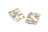 Silver Rectangle Charm, 8 Antique Silver Plated Brass Rectangle Textured Charms With 1 Hole, Earrings, Findings (24x19x0.50mm) D0652 H0709