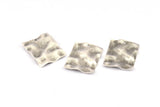 Silver Rectangle Charm, 8 Antique Silver Plated Brass Rectangle Textured Charms With 1 Hole, Earrings, Findings (24x19x0.50mm) D0652 H0709