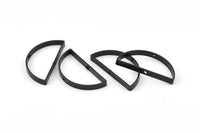 Black Half Moon - 8 Oxidized Brass Black Semi Circle Connectors with 2 Holes (15x30x3x0.80mm) BS 1742 S865