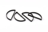 Black Half Moon - 8 Oxidized Brass Black Semi Circle Connectors with 2 Holes (15x30x3x0.80mm) BS 1742 S865