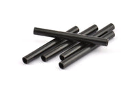 Black Tube Bead, 6 Oxidized Brass Black Tube Beads (5x50mm) BS 2007 S864