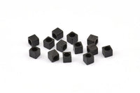 Black Tube Bead,50 Oxidized Brass Black Square Cube Beads (4x4mm) A0153 S867