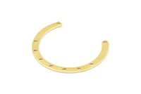 Brass Geometric Connector, 12 Raw Brass Geometric Connectors With 9 Holes, Findings (34x3x0.80mm) B0344