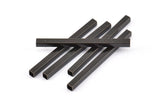 Black Tube Beads, 24 Oxidized Brass Black Square Tubes (40x3x3mm) Sq01 Brc284 S876
