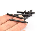 Black Tube Beads, 24 Oxidized Brass Black Square Tubes (40x3x3mm) Sq01 Brc284 S876