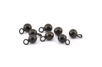 Black Ball Charm 12 Oxidized Brass Black Ball Charms With 1 Loop (6mm) N0586 S873
