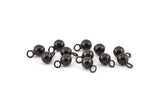 Black Ball Charm 12 Oxidized Brass Black Ball Charms With 1 Loop (6mm) N0586 S873