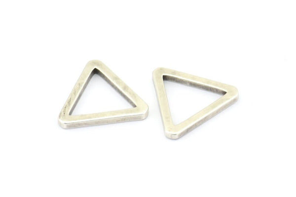 Gümüş Üçgen Charm - 6 Antik Gümüş Kaplama Pirinç Üçgen (19x2mm) D0016 H0640