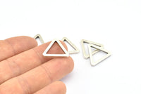 Gümüş Üçgen Charm - 6 Antik Gümüş Kaplama Pirinç Üçgen (19x2mm) D0016 H0640