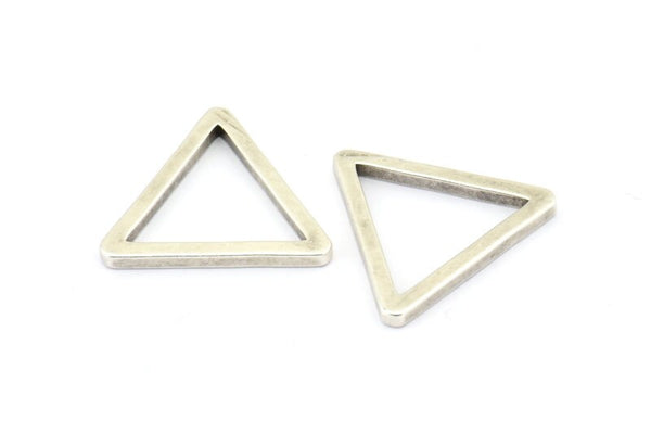 Gümüş Üçgen Charm - 6 Antik Gümüş Kaplama Pirinç Üçgen (24x2mm) D0015 H0635
