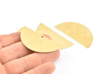 Semi Circle Charm, 4 Raw Brass Half Moon Blanks With 1 Hole, Earrings, Pendants (50x24x0.80mm) D910