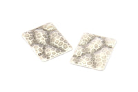 Silver Square Charm, 6 Antique Silver Plated Brass Textured Square Charms With 1 Hole, Earrings, Findings (25x20mm) D0566 H0717