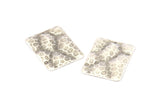 Silver Square Charm, 6 Antique Silver Plated Brass Textured Square Charms With 1 Hole, Earrings, Findings (25x20mm) D0566 H0717
