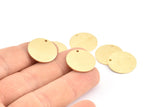 Brass Round Tag, 12 Raw Brass Textured Round Stamping Blanks With 1 Hole, Charms, Pendants, Findings (18x1mm) D0815