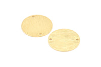 Brass Round Tag, 6 Raw Brass Textured Round Stamping Blanks With 2 Holes, Connectors, Pendants, Findings (21x1mm) D0701