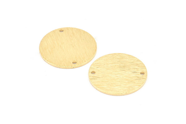 Brass Round Tag, 6 Raw Brass Textured Round Stamping Blanks With 2 Holes, Connectors, Pendants, Findings (21x1mm) D0701