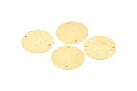 Brass Round Tag, 6 Raw Brass Round Stamping Blanks With 2 Holes, Connectors, Pendants, Findings (21x1mm) D0701