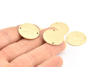 Brass Round Tag, 6 Raw Brass Round Stamping Blanks With 2 Holes, Connectors, Pendants, Findings (21x1mm) D0701
