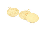 Brass Round Tag, 6 Raw Brass Textured Round Stamping Blanks With 1 Loop, Earrings, Pendants, Findings (30x25x1mm) D0705