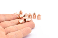 Rose Gold End Cap, 6 Rose Gold Plated Brass End Cap, Cord Tip, 6mm Cord End (7x11mm) Cap1 b0019 Q0640