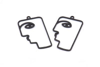 Siyah Yüzlü Charm, 1 Döngülü 6 Oksitlenmiş Pirinç Siyah Yüz Şeklinde Charm (40x22x1mm) D0558 S888