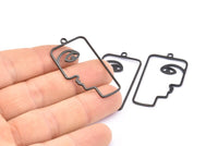 Siyah Yüzlü Charm, 1 Döngülü 6 Oksitlenmiş Pirinç Siyah Yüz Şeklinde Charm (40x22x1mm) D0558 S888