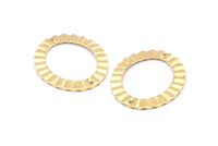 Brass Oval Charm, 6 Raw Brass Wavy Oval Connectors With 2 Holes, Findings (33x28x1mm) D917