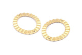 Brass Oval Charm, 6 Raw Brass Wavy Oval Connectors With 2 Holes, Findings (33x28x1mm) D917