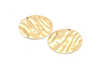 Brass Wavy Disc, 12 Raw Brass Wavy Discs With 1 Hole, Earrings, findings(25x0.80mm) D871