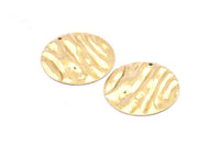 Brass Wavy Disc, 12 Raw Brass Wavy Discs With 1 Hole, Earrings, findings(25x0.60mm) D871