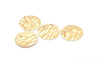 Brass Wavy Disc, 12 Raw Brass Wavy Discs With 1 Hole, Earrings, findings(25x0.60mm) D871