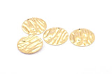 Brass Wavy Disc, 12 Raw Brass Wavy Discs With 1 Hole, Earrings, findings(25x0.60mm) D871