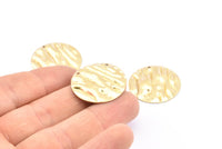 Brass Wavy Disc, 12 Raw Brass Wavy Discs With 1 Hole, Earrings, findings(25x0.60mm) D871
