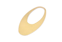 Brass Ellipse Charm, 6 Raw Brass Ellipse Shape Stamping Blank Charms Without Hole, Findings (49x24x0.70mm) D0813