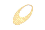 Brass Ellipse Charm, 8 Raw Brass Hammered Ellipse Shape Stamping Blank Charms Without Hole, Findings (49x24x0.60mm) D0812
