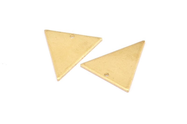 Brass Triangle Charm, 12 Raw Brass Triangle Charm Earrings With 1 Hole, Findings (20x18x1mm) D0696