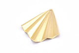 Brass Fan Charm, 12 Raw Brass Fan Shaped Charm Earrings With 1 Hole, Findings (35x27x0.50mm) D0740