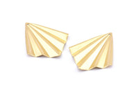 Brass Fan Charm, 12 Raw Brass Fan Shaped Charm Earrings With 1 Hole, Findings (35x27x0.50mm) D0740