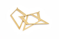 Brass Diamond Charm, 12 Raw Brass Rhombus Charms With 1 Loop, Pendants, Earrings, Findings (52x26x0,60mm) D853