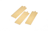 Brass Necklace Bar, 8 Raw Brass Rectangle Stamping Blanks With 1 Loop, Earrings, Pendants, Charms (36x11x1mm) D0699