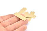 Brass Rectangle Bar, 8 Raw Brass Rectangle Stamping Blanks With 1 Loop (36x11x1mm) D0699