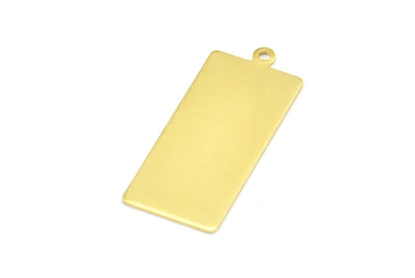Brass Rectangle Pendant, 12 Raw Brass Rectangle Stamping Blank Pendants with 1 Loop, Charms, Earrings (33x14x0.80mm) B0315