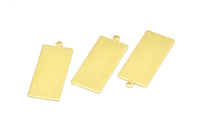 Brass Rectangle Pendant, 12 Raw Brass Rectangle Stamping Blank Pendants with 1 Loop, Charms, Earrings (33x14x0.80mm) B0315