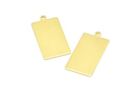 Brass Rectangle Pendant, 12 Raw Brass Rectangle Stamping Blank Pendants with 1 Loop, Charms, Earrings (28x14x0.80mm) B0316